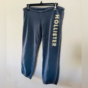 Hollister Navy Blue Track Joggers with Side Logo